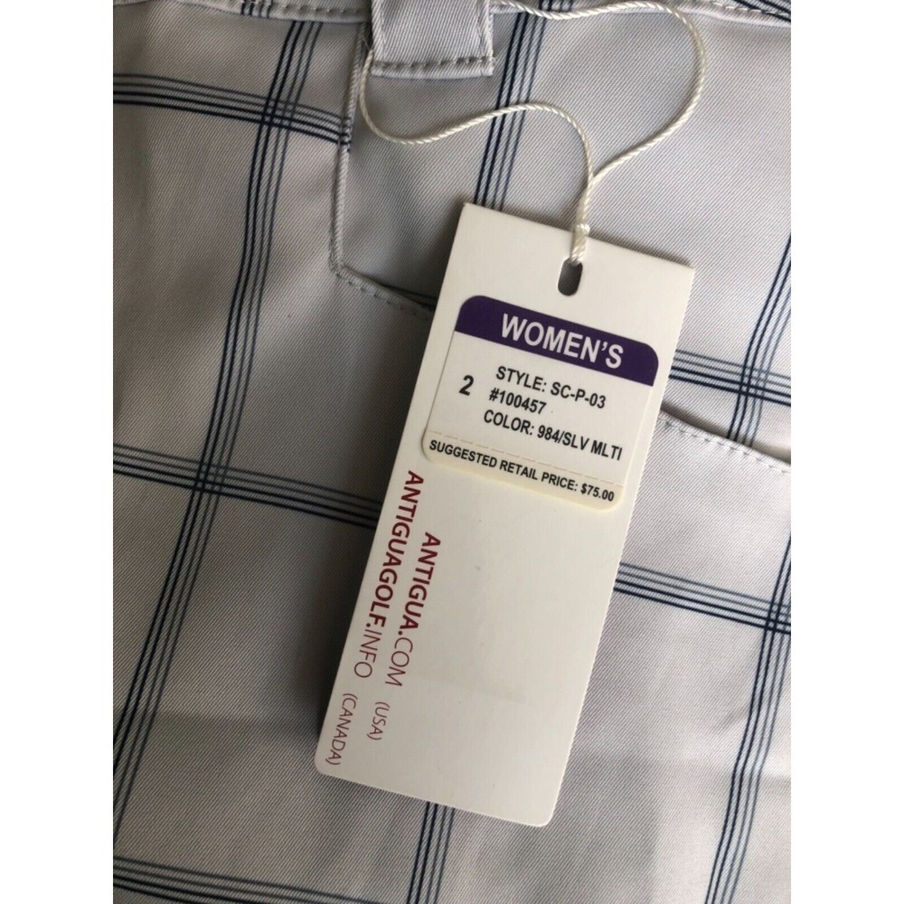 NWT ANTIGUA Desert Dry Womens plaid golf trousers gray - Picture 4 of 5